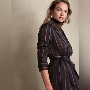 Banana Republic Navy & Gold Striped SPENCER SUIT JACKET Blazer Size XS NWT $230